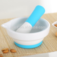 conjunto de ferramentas de cozinha de silicone com cabo de silicone e base de silicone antiderrapante